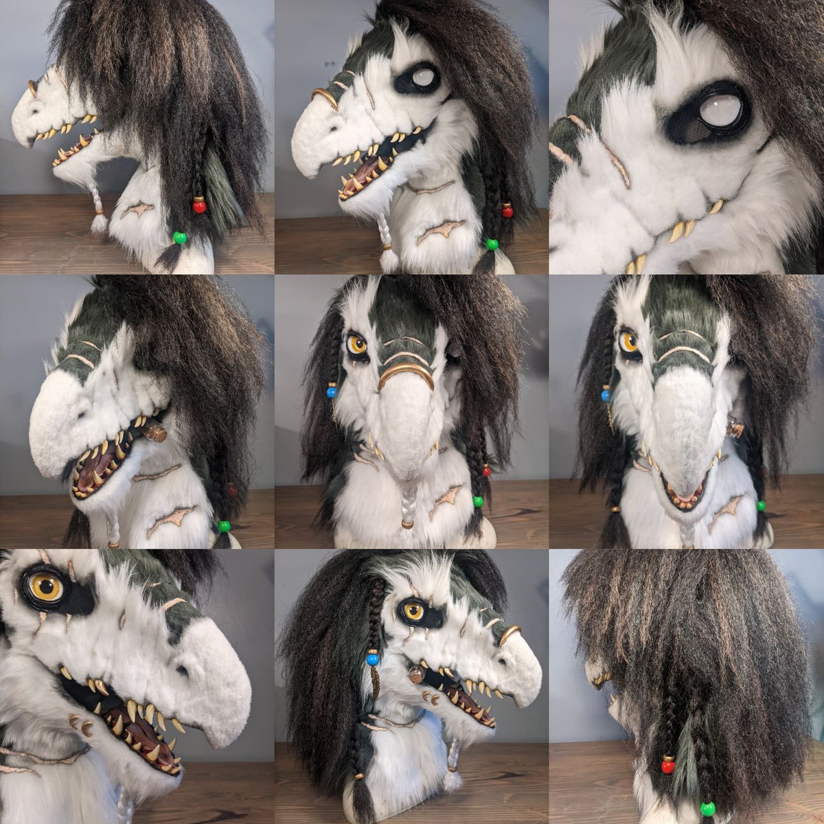 KinnikinnickCr2's tweet photo. Custom Pirate Skeksis for AgnesSaxin! With loads of hair, scars and rings!
#halloween #scarycostume #costume #halloweenmask #fursuit #realisticfursuit #realisticfurry #openforcommissions #hyperrealistic #scaryhalloween #masquerade #darkcrystal #thedarkcrystal #skeksis #cosplay https://t.co/ArWKEJ8yFb