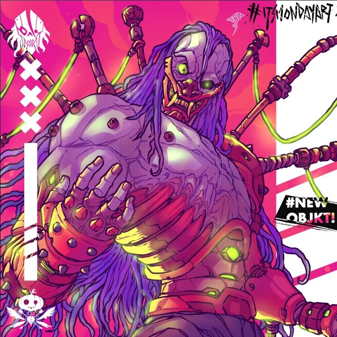 👹👹👹!!GRIMMSON IS UP!!👹👹👹
Long time with no posts. Been loaded with some werks. So hectic but feeling super blessed. Well anyway, here's some random art @onhicetnunc <a href="/hicetnunc2000/">hicetnunc2000</a>
for #ItsMondayArt <a href="/mondayartclub/">Monday Art Club</a>. 😁
hicetnunc.xyz/objkt/448292