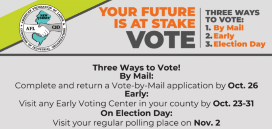AFT New Jersey (@aftnj) on Twitter photo A reminder about important election-related dates courtesy of our friends at the <a href="/NJAFLCIO/">New Jersey AFL-CIO</a>.
To apply for your vote-by-mail ballot or to find an in-person early voting poll location in your county, click here:
nj.gov/state/election⦠A reminder about important election-related dates courtesy of our friends at the <a href="/NJAFLCIO/">New Jersey AFL-CIO</a>.
To apply for your vote-by-mail ballot or to find an in-person early voting poll location in your county, click here:
nj.gov/state/electionβ¦
