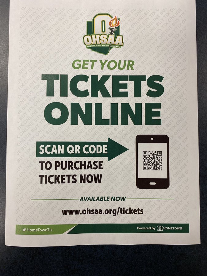 REMINDER: From this point and throughout the Boys and Girls Soccer Tournaments, all games are #OHSAA events, and all tickets must be purchased online at ohsaa.org/tickets. No tickets will be sold at the gate. Tickets are $8 prior to 3 hours before kick-off, $10 thereafter.