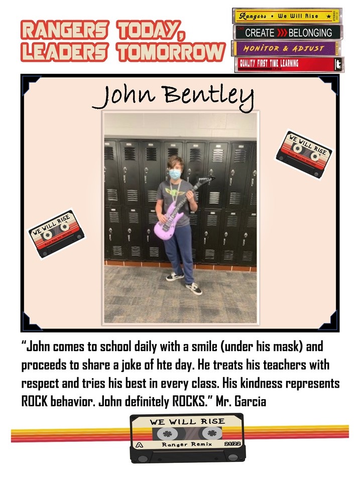 CookRangers's tweet image. Congratulations to our Staff and Student Rangers of the Week:  Willton Walker, John Bentley, Aubrey Peters, and Ms. Marina Shimer!