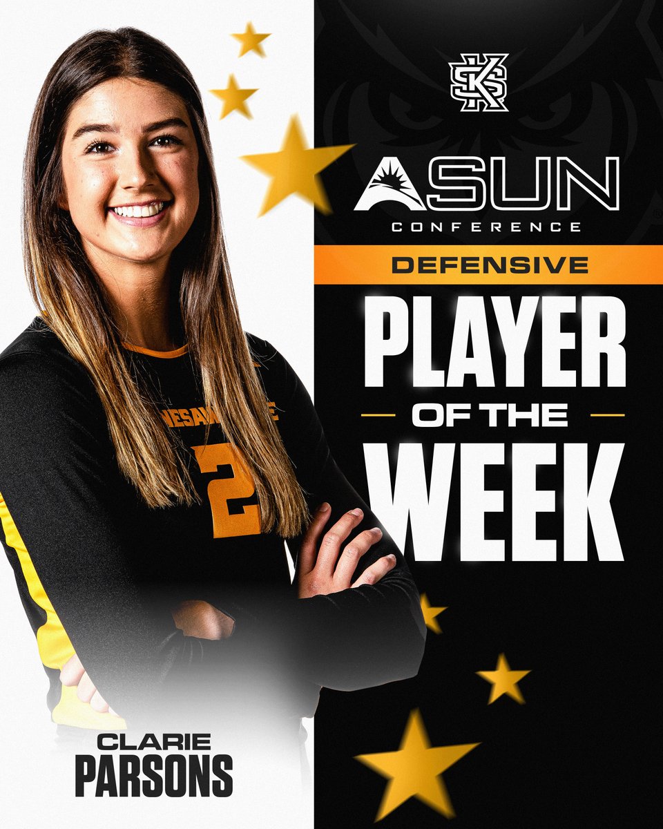 It's a Double-Double for the Owls as <a href="/emma_sue33/">emma (schurfranz) bezdicek</a>
is the @ASUNVolleyball
Player of the Week while <a href="/jclaireparsons/">Claire Parsons</a> is Defensive Player of the Week!! Way to go 👏👏👏

Story - bit.ly/2XoAYm1

#uncommon | #OneKS 🦉