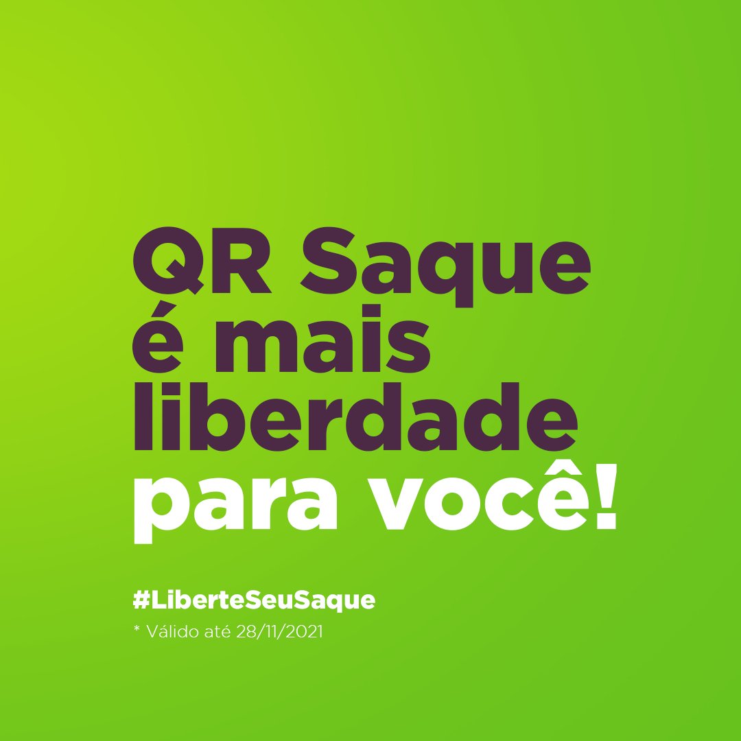 saquepague's tweet photo. Saque sem cartão, sem tarifa e utilizando o seu celular em qualquer terminal da Saque e Pague. Quantos saques precisar e para clientes de qualquer banco. Aproveite, a condição tarifa zero é válida até 28/11/2021.

https://t.co/TlU3S8irq4

#SaqueePague #Liberteseusaque https://t.co/nbIIOzRL4E