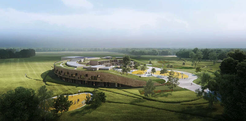 Fix_Our_Schools's tweet photo. Denmark breaks ground on new elementary school featuring "monumental green roof which will sculpturally integrate into its natural context with a gradually sloping form." #schooldesign #ONclimate https://t.co/T9WtfehPA3 https://t.co/XOaOxIQsMH
