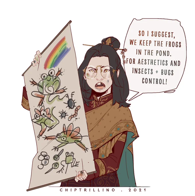 a while back i put an announcement on tumblr. 
that if the post gets x notes izumi would get her frog. 

lets just say that her negotioation skills are way better than her dads. and i and zuko owe her 10 frogs... 