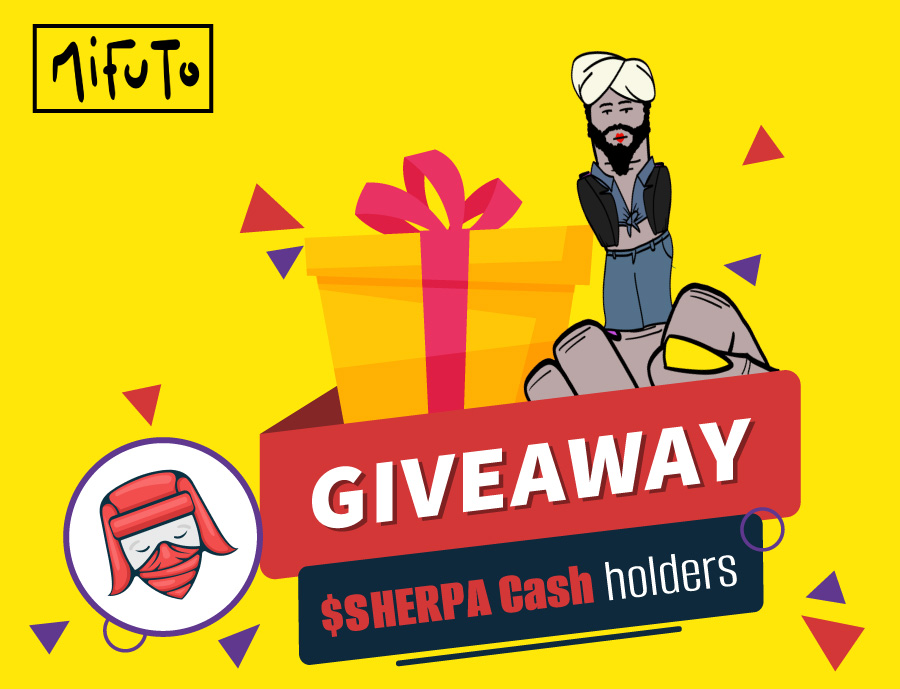 💣Giveaway for $SHERPA holders, win 2 MiFuTo #NFT 🎁

Task:
1⃣ Follow + RT <a href="/MifutoMFT/">MiFuTo NFT AVAX🔺 - MINTING LIVE -</a> and <a href="/sherpa_cash/">SC</a>
2⃣ Join Discord: bit.ly/2YWDeRW
2⃣ Hold at least 200 $SHERPA &amp; drop your address below

⌛️Time: 72h
Art as a form of protest against repressions
Mint date: end of month