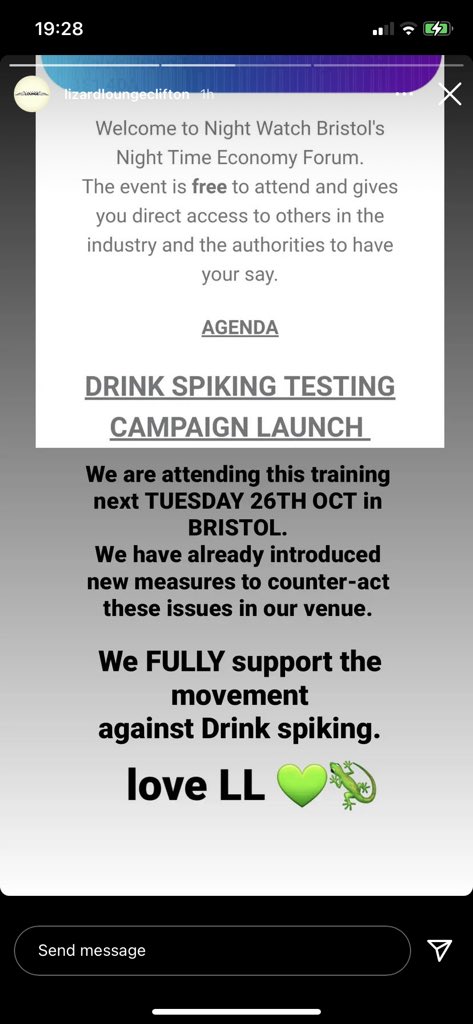 pietersnep's tweet photo. In the space of an hour, popular student club, Lizard Lounge, have gone from blocking the organisers of next week’s Bristol club boycott, calling the account ‘unfair’ and a ‘direct attack’ on them to posting this on their story 

Reeks of tokenism 👀 https://t.co/YFq4dsbLHG