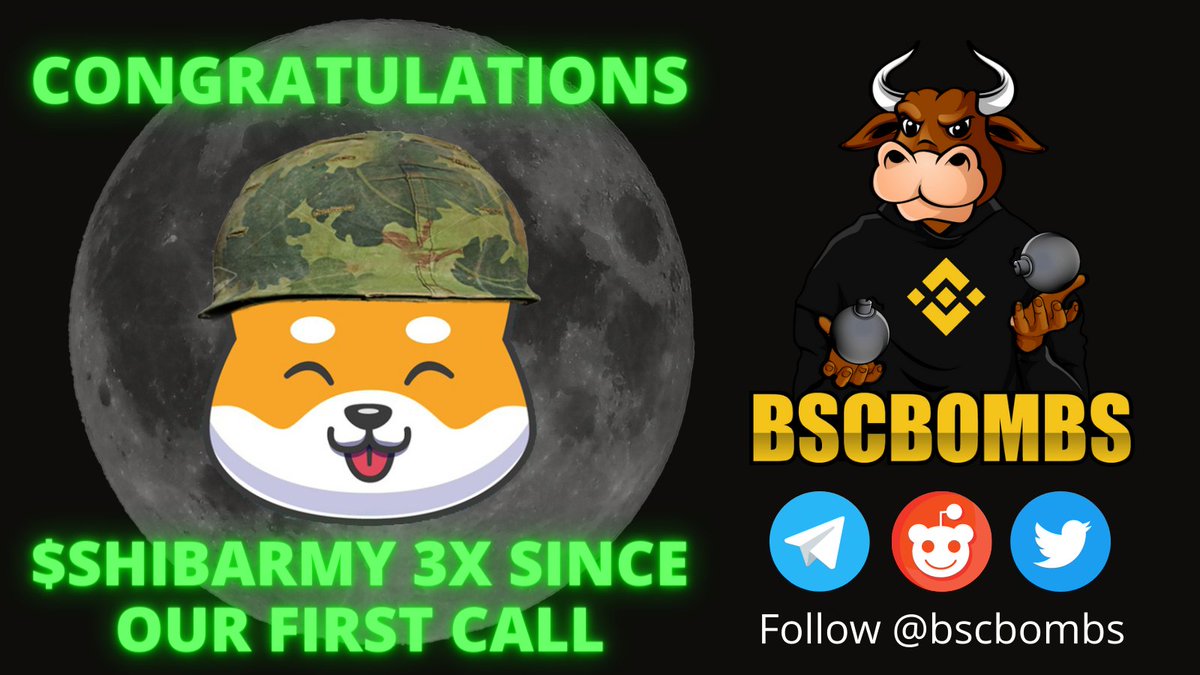 allchainbombs's tweet photo. 🚀 Congratulations $SHIBARMY 3x since our first call 🚀 #BSCgem @ShibArmyBsc #SHIBARMY @Shibtoken #SHIBAINU #BSC #BinanceSmartChain #BINANCE https://t.co/u6QPEDIcje