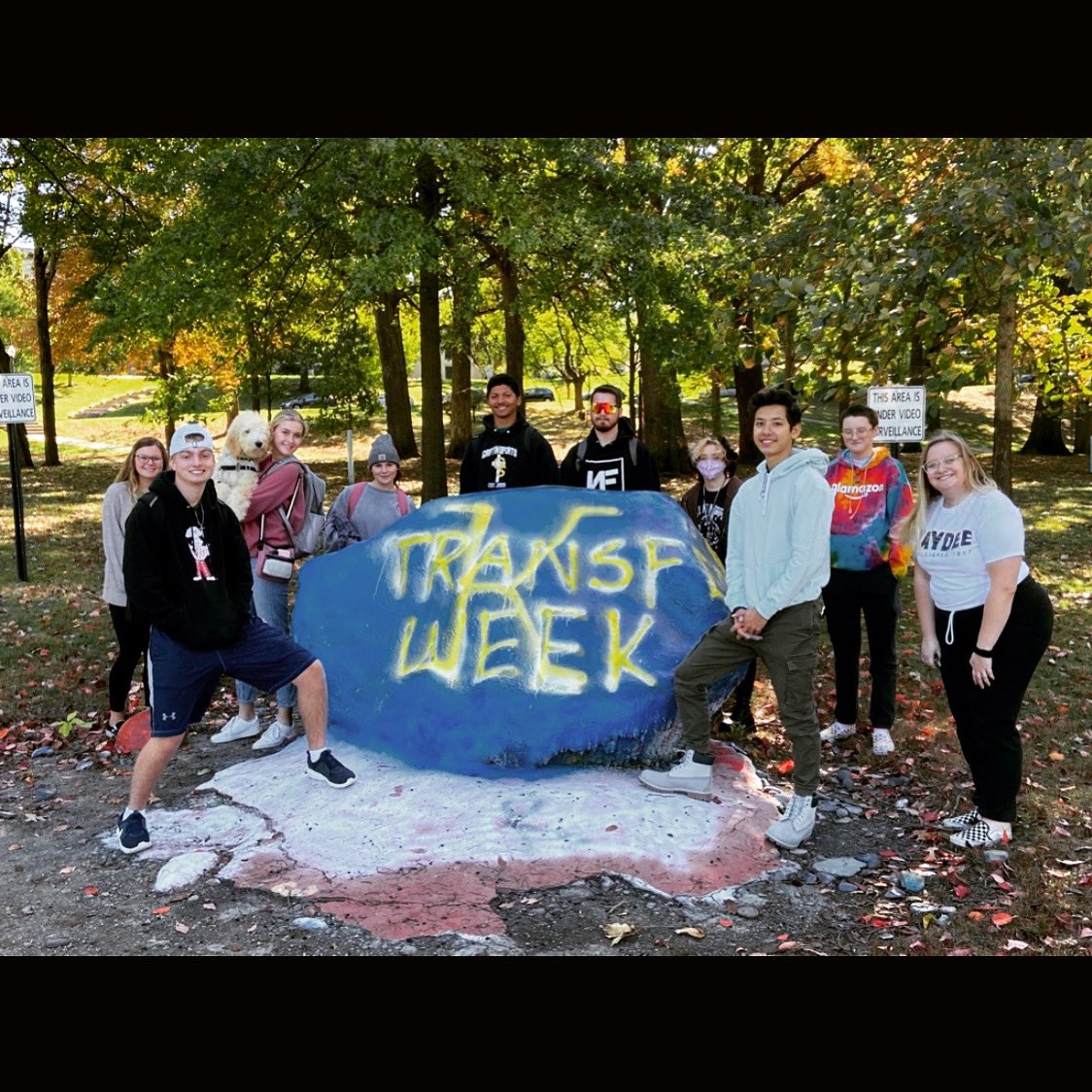TransferKent's tweet image. Transfer students came out and painted the rock in honor of National Transfer Student Week 💙⚡️