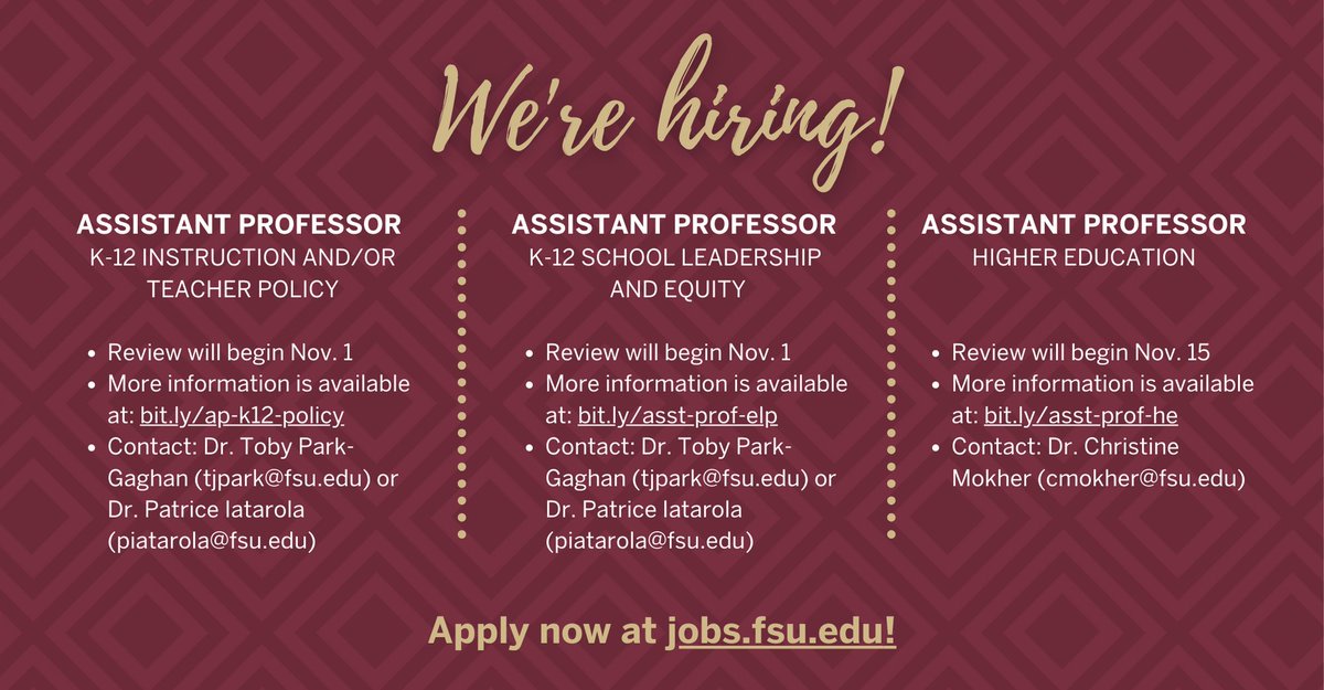 We are hiring three new tenure-track faculty members! Please see details below for specific information and share this widely!