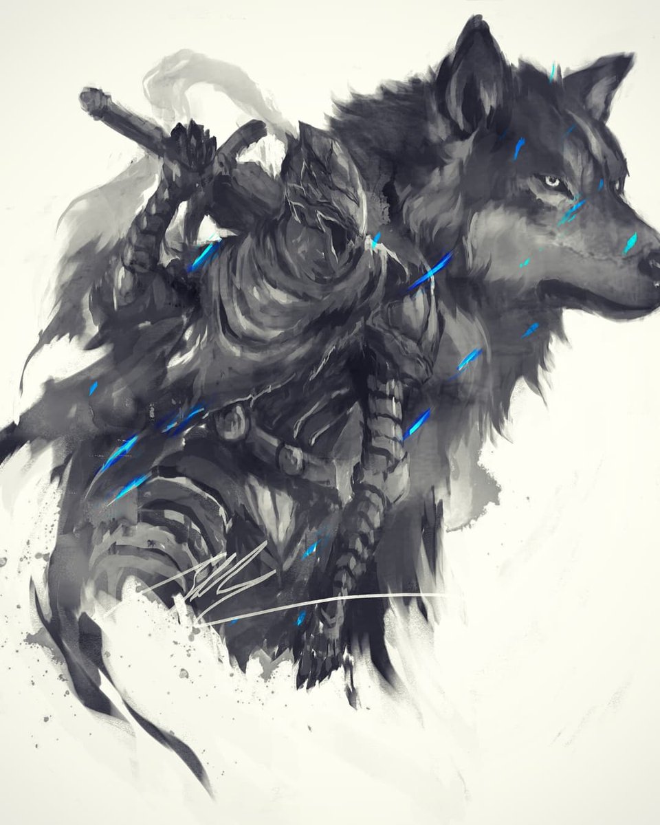 shimhaq's tweet photo. Artorias and Sif over the years. Proud of all these paintings https://t.co/qpE1VgZsbv