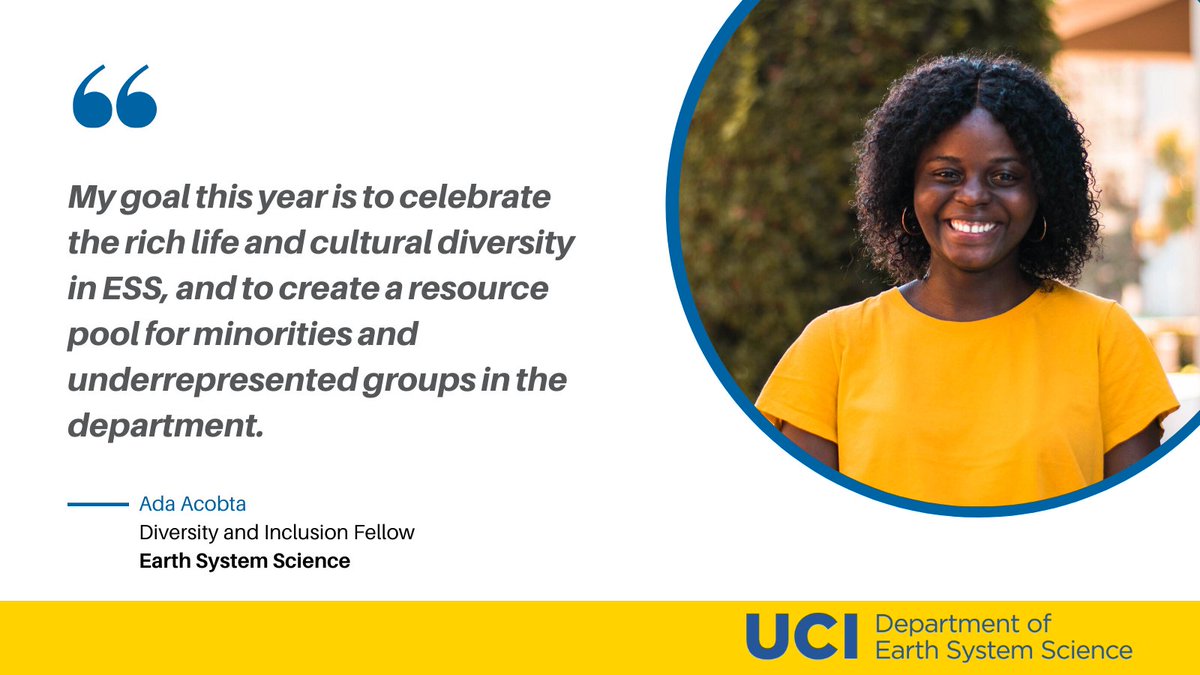 uciess's tweet photo. Ada Acobta (@AAcobta) will be working with the @UCIPhysSci Equity Advisor, Kathleen Johnson (@cavesandclimate) and the ESS Inclusive Excellence committee for the upcoming academic year as the Diversity and Inclusion Fellow for ESS! https://t.co/4ZTJZ8T7g7