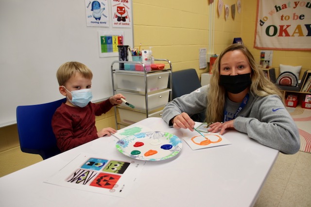WCSDProud's tweet photo. @OwlWcsd celebrated their 1st month of OWL bucks with cider &amp; donuts, scarecrow making, painting &amp; movie watching to honor the students for following CARE expectations by collaborating with their peers, helping younger students &amp; following the group plan. https://t.co/b3rXlKkDkj
