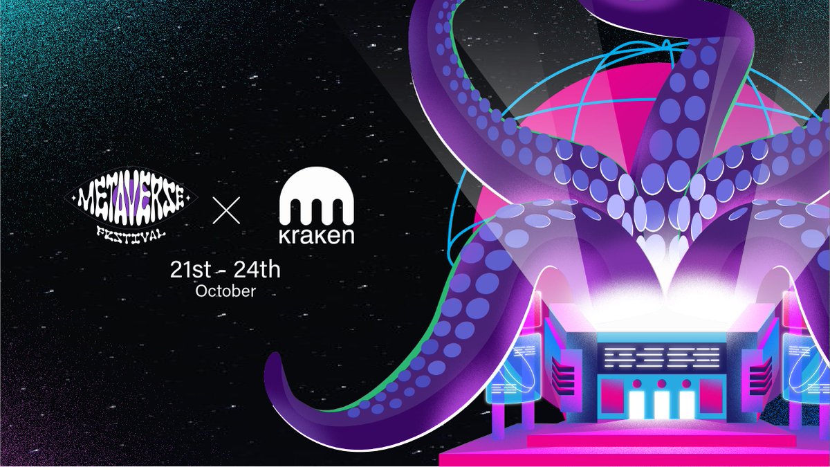 krakenfx's tweet photo. 🎶 Join us in @decentraland from October 21-24 🎶

Enjoy 80+ world-class artists &amp; claim exclusive Kraken wearable NFTs for your Decentraland avatar at this year’s hottest digital music festival 🔥

https://t.co/ZmSQHAyJrw #MetaverseFestival https://t.co/dXClq2HUnM
