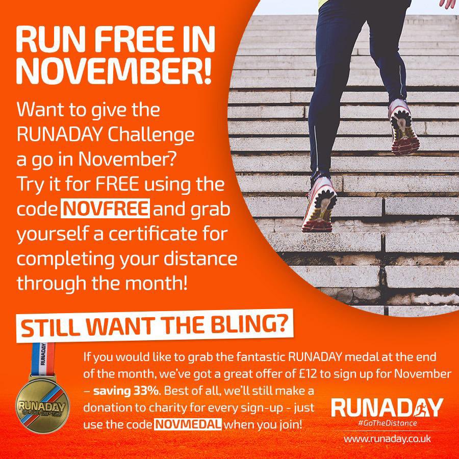 runaday_'s tweet image. We’ve got a great offer for anyone wanting a #runningchallenge in November.

RUNADAY is FREE next month! 

(You can still pay if you’d like a medal, and even that’s discounted!) 

#GoTheDistance