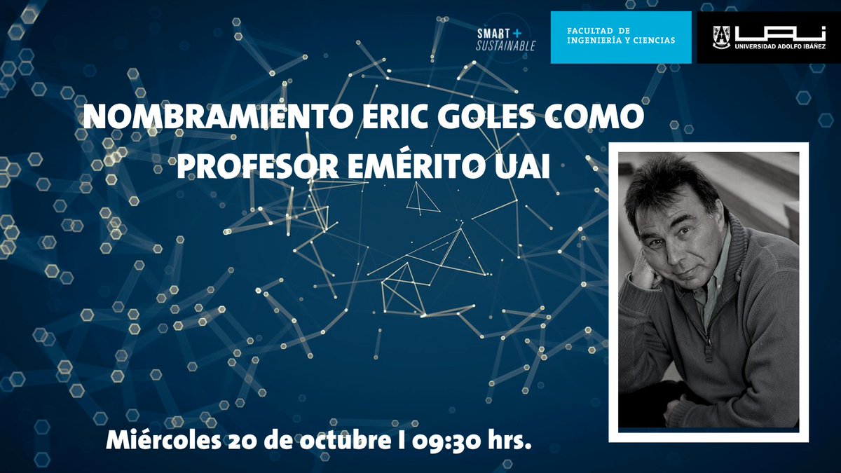 ingenieriaUAI's tweet photo. VIDA UNIVERSITARIA - Este miércoles, el Rector Harald Beyer junto a Carlos Jerez, Decano de @ingenieriaUAI, reconocerán al académico y matemático, Eric Goles como profesor emérito. Ceremonia presencial y vía canal de Youtube UAI. Inscríbete aquí: https://t.co/0S42Mopl8J https://t.co/QyjjH9VqcV