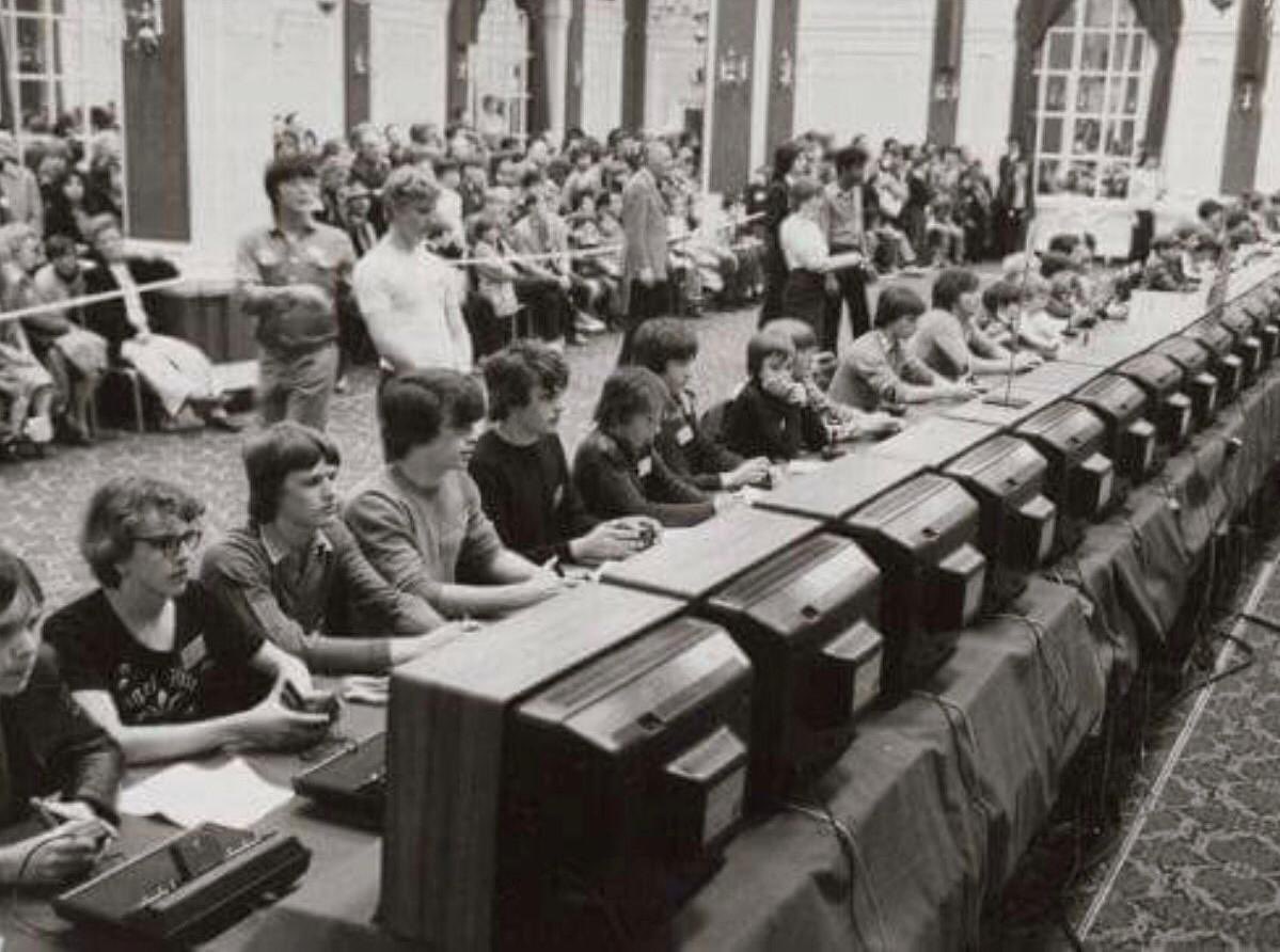 Atari National Space Invaders Championship, 1980. 

#atari8bit #VIdeo #competition #digitalmarketing  #adtech #mobile #mobileads #marketingstrategy #iOS15 #Apple  #mobile #mobileads #rewardedads #digtech #advertising #gamedev #marketing