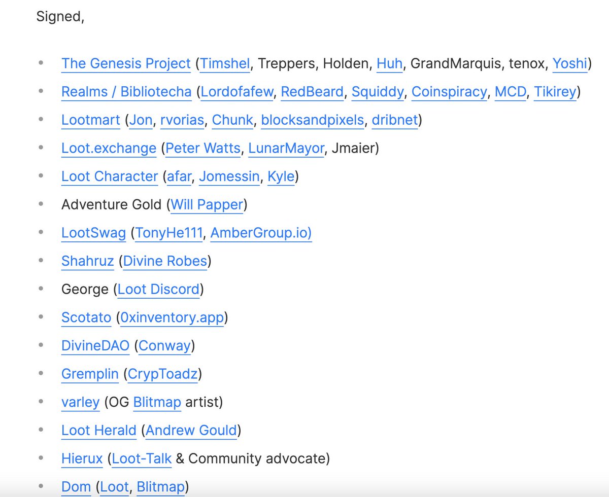 If you're not bullish on Loot, be bullish on the god damn avengers level list of people contributing to the Loot alliance.