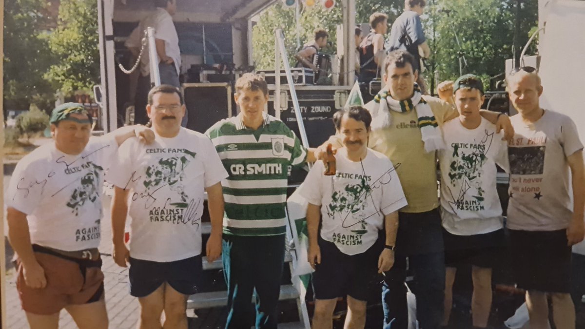 Class1Action's tweet photo. Celtic Memories
#TheIrishBrigade - live in #StPauli - a gig that our fanzine helped make happen.
The band members are wearing Celtic Fans Against Fascism T-shirts.
St Pauli v Celtic
Summer, 1995
What a trip!
#CFAF #TAL
Thanks to Chris Mac for the photo.j https://t.co/N9oCda14xR