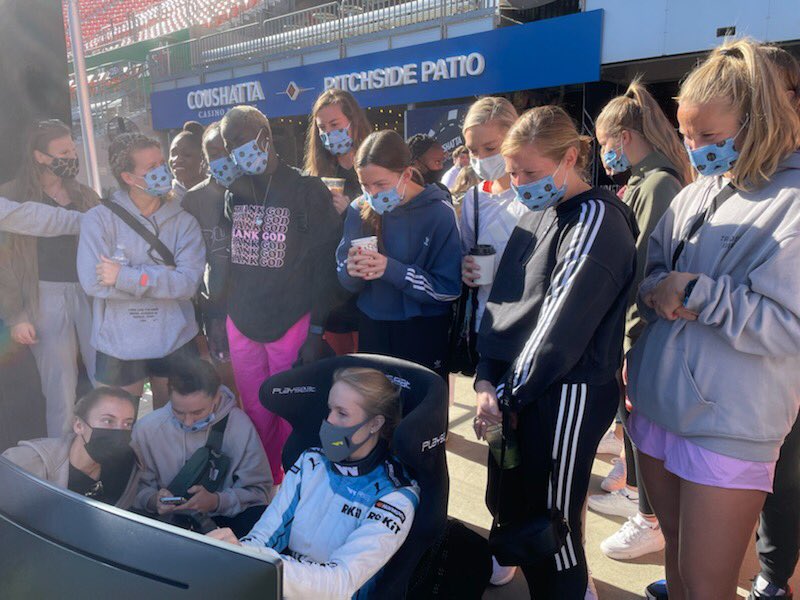 While the <a href="/PUMA/">PUMA</a> team drivers takeover NYC on their mega bus tour, <a href="/AylaAgren/">Ayla Agren</a> is with <a href="/HoustonDash/">Houston Dash</a>, the pro women’s soccer team

As well as meeting the awesome players, Ayla gave them some <a href="/COTA/">Circuit of The Americas</a> driving tips on the sim. 👌

#WSeries 🇺🇸 #WSeriesAustin