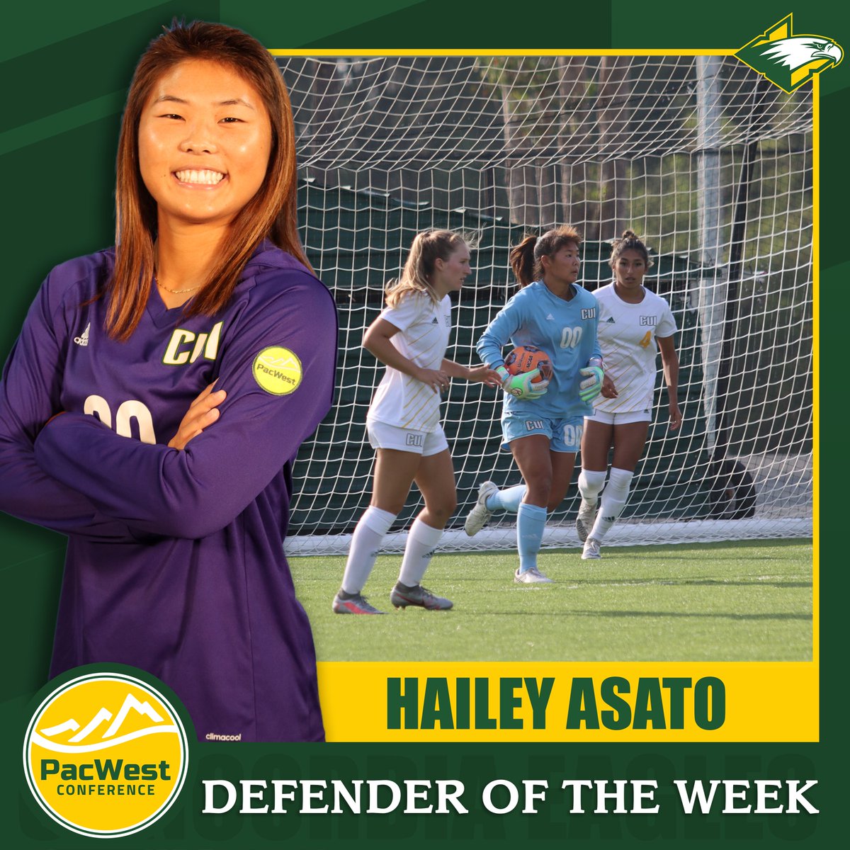 cuigoldeneagles's tweet photo. Congrats to Hailey Asato who helped our women's @cuisoccer team earn back-to-back shutouts this past week in her home state of Hawai'i! She collected 4 saves in both the 2-0 win over Chaminade &amp; the 0-0 draw w/ HPU to help CUI stay unbeaten through 3 games in @thepacwest ! https://t.co/g4FY7IF8sZ