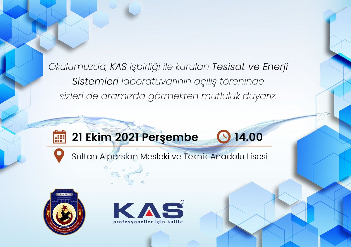 SAMTAL34's tweet photo. Okul Sanayi işbirliği kapsamında okulumuzda kurulan Tesisat ve Enerji Sistemleri laboratuvarının açılışı yapılacaktır. Tüm paydaşlarımızı bekliyoruz
@Sultanbeyli_MEM @SultanbeyliBel @SultanbeyliKM @ist_arge @istanbul_MTE @serkangur_ist @meb @kasgrup_
#samtal #kasgrup #okulsanayi https://t.co/bLzb1cj9rx