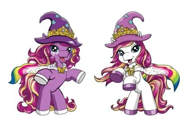 PonyOfTheDay's tweet photo. 🎠October 18th, 2021
Today's horses of the day are Abra and Cadabra, from Filly Witchy!

They're the Special Fillys of the toyline. Abra is the caretaker type, while her twin sister Cadabra is more of a trickster. Their Funtasia counterparts showed up in episode 20 of the series. https://t.co/HFqIVcDITl
