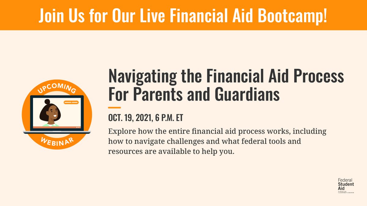 FAFSA's tweet photo. 📣 Ready to get into financial aid shape? 
Our financial aid bootcamp is back with four sessions to help you with your financial aid journey. Register today at https://t.co/BV9wwPw3YO https://t.co/lpjbIXRDEt