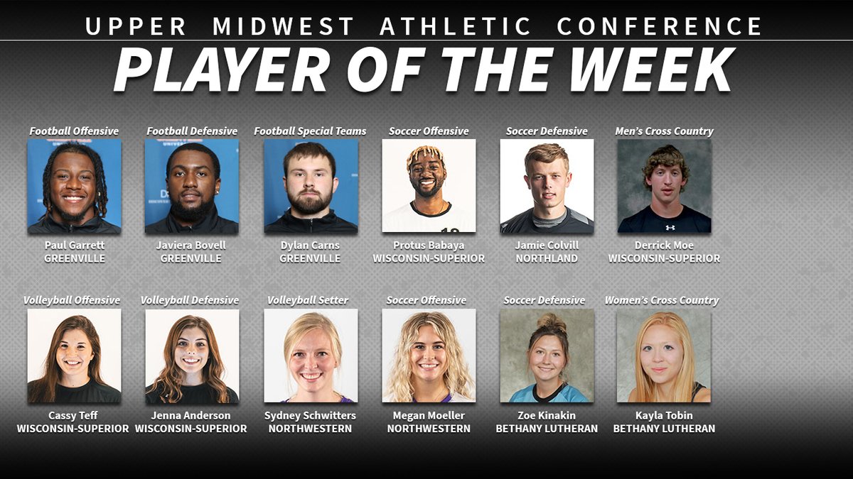 Congrats to the #UMAC Player of the Week honorees for Monday, Oct. 18! Full release: bit.ly/3aR9h8C #NCAAD3 #whyd3