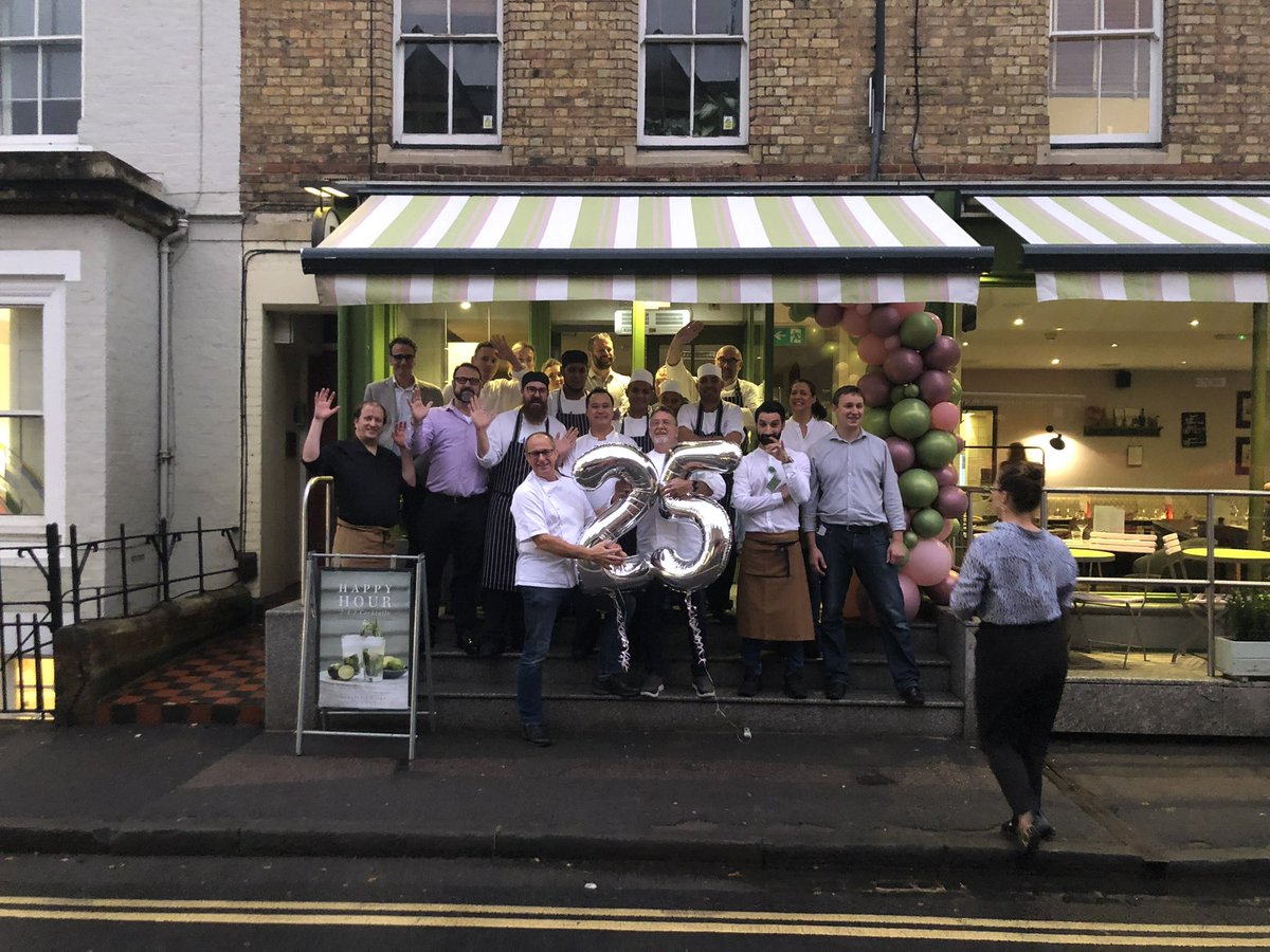 raymond_blanc's tweet photo. celebrating our25 th anniversay at  @brasserieblanc oxford where the adventure started .Everyone know that ageing  gracefully,  learn from experiences.and grow stronger  is not easy .we have just done that.
 I am saying thank you to my wonderful team .A bientot @White_Brasserie🤣 https://t.co/hdJSkp5gQs