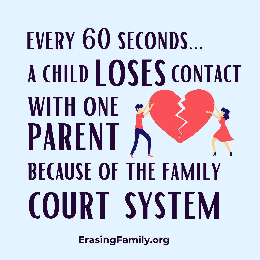 Every 60 seconds a child LOSES contact with one parent because of the family court system.