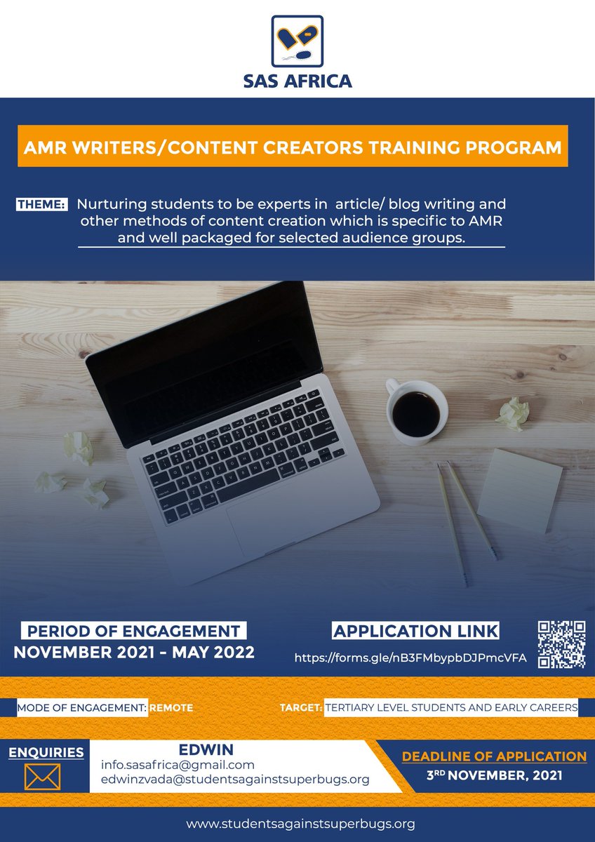 beat_the_bugs's tweet photo. Are you a student/recent graduate interested in desk research/writing or content creation in #AntimicrobialResistance? 

We are glad to launch our #AMRWriters/#Contentcreators  Program. 

Learn more about the program and apply through the link below:

https://t.co/iBUnv7r0an https://t.co/eXoS88mnQJ