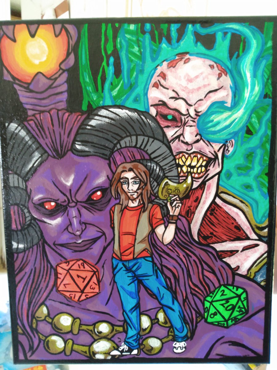 amethwitch's tweet photo. I painted this in honor of Campaign 3 debuting this Thursday!! Im super excited!! @matthewmercer @VoiceOfOBrien @Marisha_Ray @LauraBaileyVO @WillingBlam @executivegoth @TheVulcanSalute @samriegel @CriticalRole #dungeonsanddragons #criticalrolefanart #CriticalRoleArt #BBEG https://t.co/dPqFhlWq5f