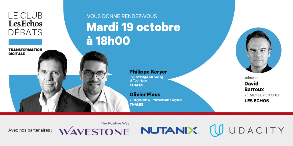 udacity's tweet photo. @Udacity &amp; @LesEchos

J-1 avant Le Club Les Echos Débats #transformationdigitale spécial Thales ! RDV demain à 18h00!

Dernières inscriptions ICI: https://t.co/uvpsqGh9ny

Posez également toutes vos questions aux invités en amont du débats : clublesechos@lesechosleparisien.fr https://t.co/oiqgaaoX9R