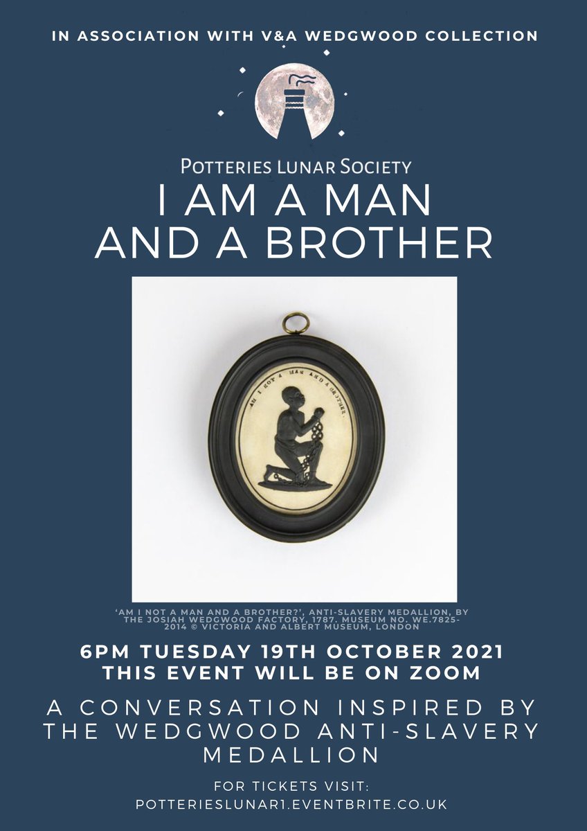 potslunarsoc's tweet photo. We’re so excited about our event line up tomorrow from 6pm (via Zoom)…

I AM A MAN AND A BROTHER - A Conversation Inspired by the Wedgwood Anti-Slavery Medallion in association with @vawedgwood #BlackHistoryMonth #Burslem #Mothertown

Tickets https://t.co/a1VadPhXVb https://t.co/jzk11rTOOp