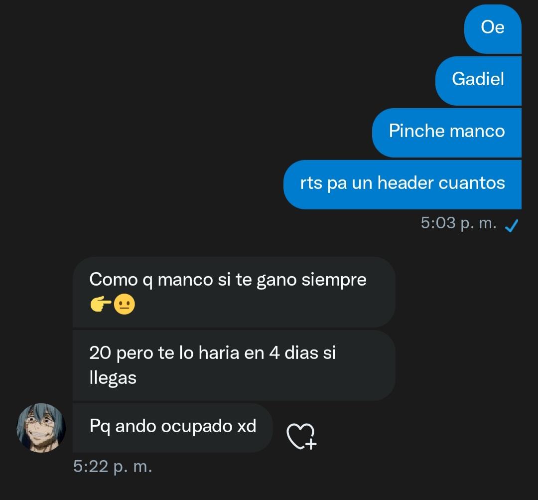 20 pequeños rts y el manco de @GxdielSv me hace un header, se les agradece bros :)