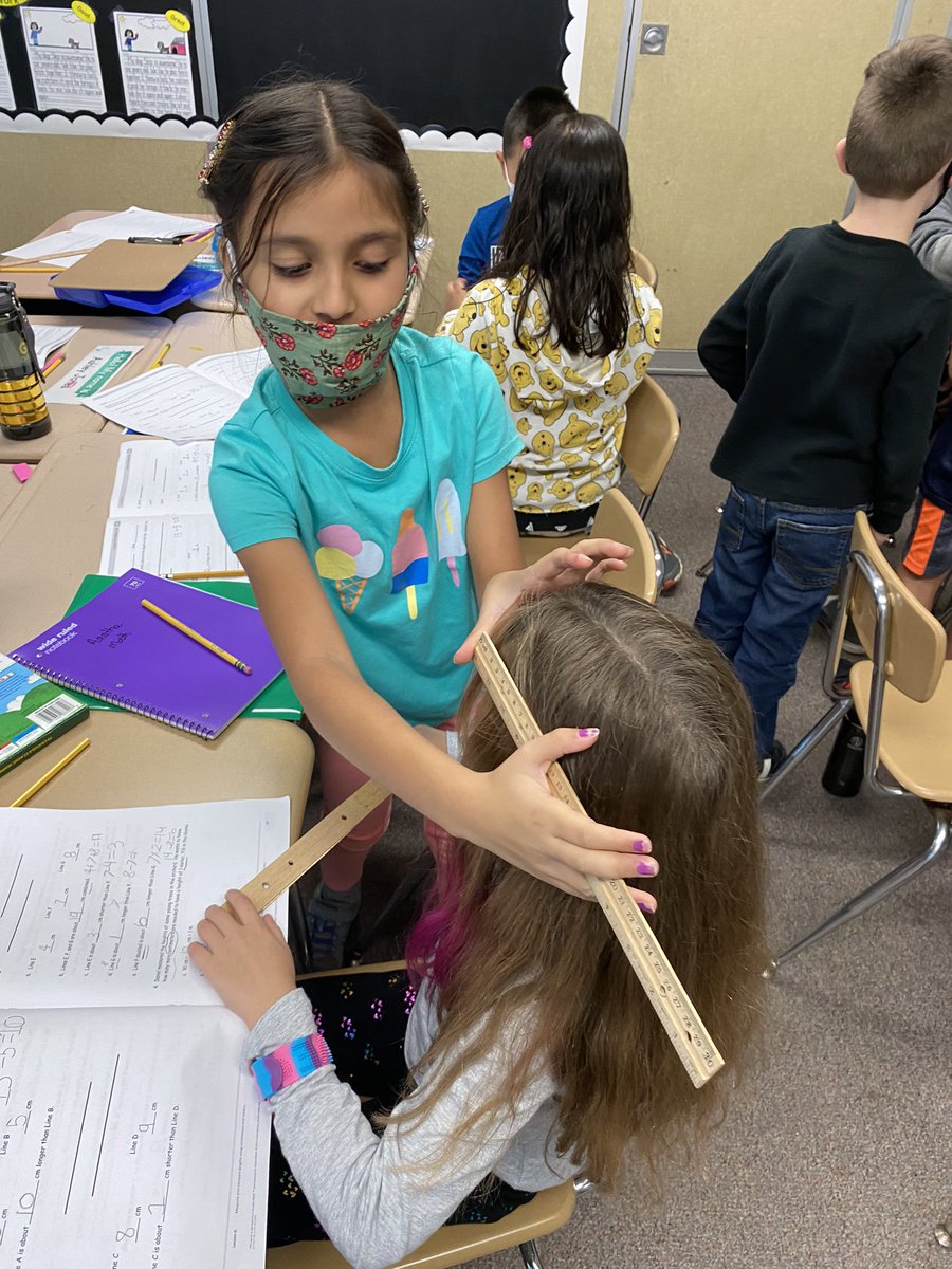 MrsKPersaud's tweet image. Today we picked “just right” for measuring. Students were challenged to use a ruler &amp;amp; a measuring tape to measure their partner’s head, and then reflect on which choice would be better &amp;amp; why. #learnthroughdoing