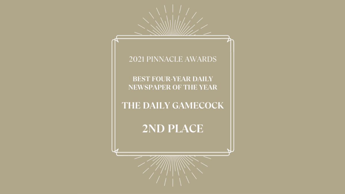 GarnetMedia's tweet image. A huge congratulations to everyone in The Daily Gamecock for earning Best Four Year Daily Newspaper Runner-Up in the 2021 CMA Pinnacle Awards! @thegamecock #uofsc