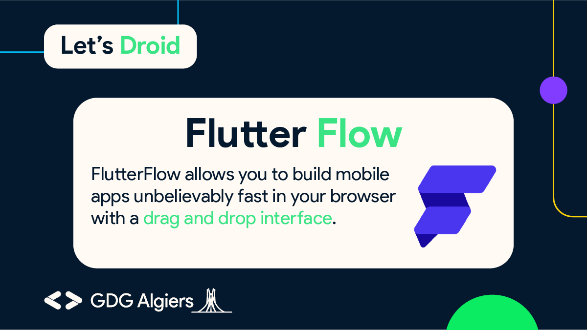GDG_Algiers's tweet photo. Always with #lets_droid and we will talk this week about #Flutter and exactly #FlutterFlow .π€©
FlutterFlow is your time saver, it is an easy to use #UI builder that helps you to build your #mobileApps without writing #code.π¨βπ»
Enjoy #learning!π
#gdg_Algiers #wtm_Algiers #dev https://t.co/xiivIMCdqP