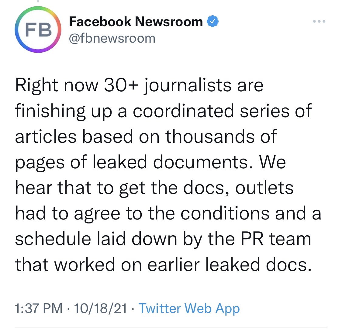 🔥Whoops! Looks like some damning reports about #Facebook are about to drop, so Facebook is trying to get ahead of the bombshells.

Can’t wait.😎

#DeleteFacebook #facebookwhistleblower #FacebookIsMalware