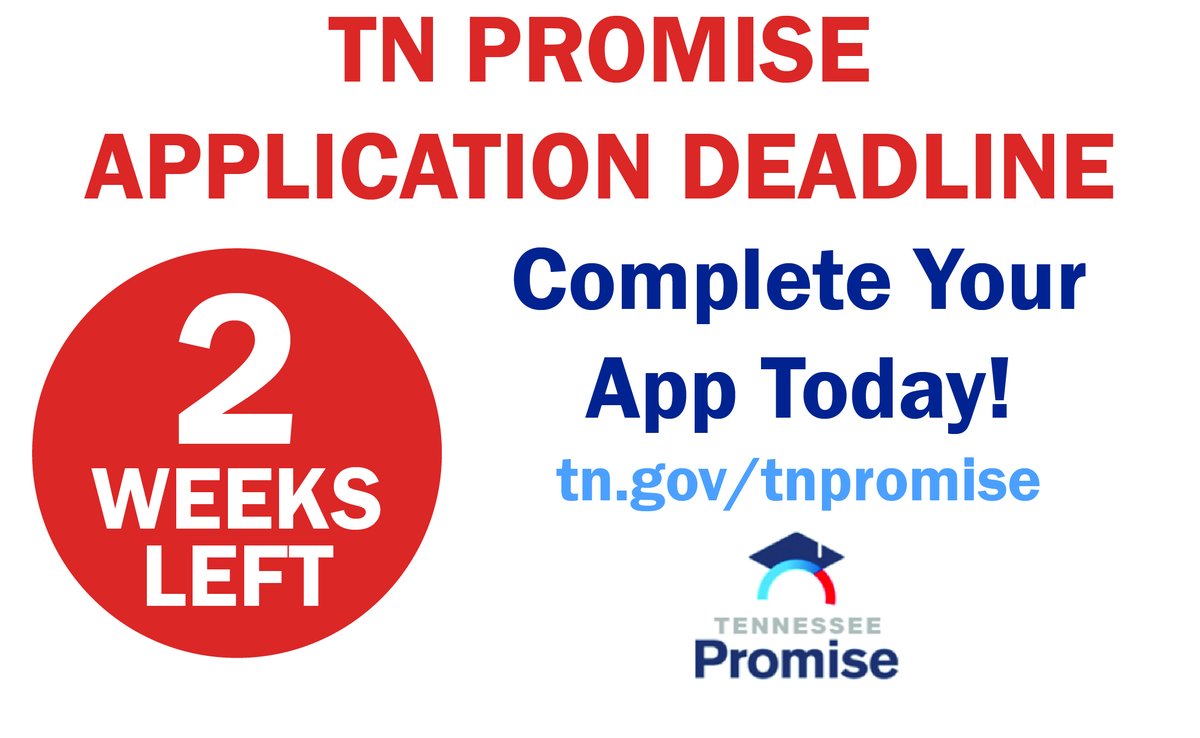 College4TN's tweet photo. Don't wait - apply today! The application deadline is November 1 #tnpromise https://t.co/HhA9kXqpsN
