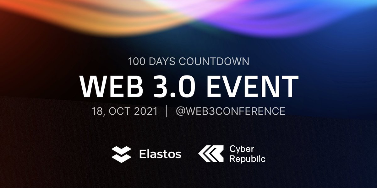 The 100 day countdown to the @Web3Conference sponsored by #Elastos starts today. 

Listen to some of the most influential people in #Web3, including several of the leaders at Elastos on Jan. 26-27, 2022 (web3conference.io).