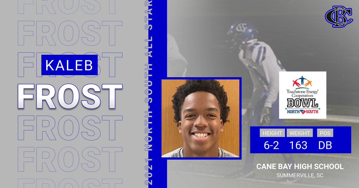 Cane Bay HS Athletics (@canecobra) on Twitter photo Congratulations to Kaleb Frost for being named to the <a href="/northsouthfb/">Touchstone Energy Bowl</a> South All-Star Roster. This is a tremendous honor that only 88 players get the chance to participate in. We are extremely proud of <a href="/kalebfrost24/">Kaleb Frost</a> Congratulations to Kaleb Frost for being named to the <a href="/northsouthfb/">Touchstone Energy Bowl</a> South All-Star Roster. This is a tremendous honor that only 88 players get the chance to participate in. We are extremely proud of <a href="/kalebfrost24/">Kaleb Frost</a>