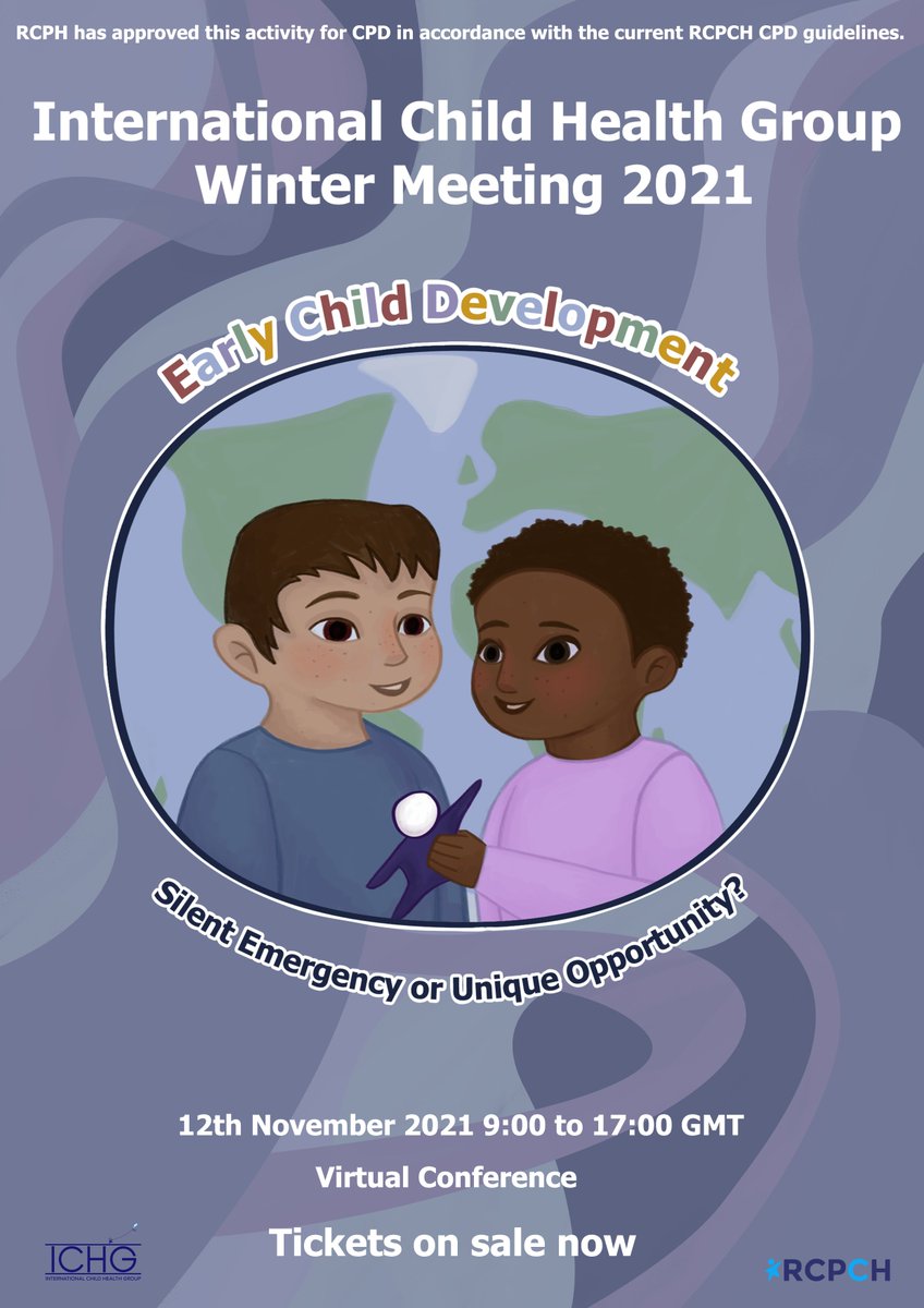 IntChildHealth's tweet photo. LESS THAN A MONTH TO GO until the ICHG virtual Winter Meeting 'Early Childhood Development: Silent Emergency or Unique Opportunity?'
Find out more about the fantastic speaker line-up &amp; workshops and register for the event here
https://t.co/nCubqTD0U2
See you there!
#childhealth https://t.co/RZAiPaVo8J