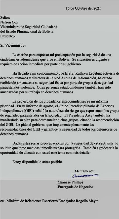 mrtommybecker's tweet photo. Esto es grande: en una carta al gobierno boliviano, el gobierno de EE.UU. ha reconocido el peligro de grupos paraestatales como los motoqueros y ha pedido explícitamente que sean desmantelados como han sugerido el GIEI y el presidente Arce. https://t.co/cPXx1NAsHM