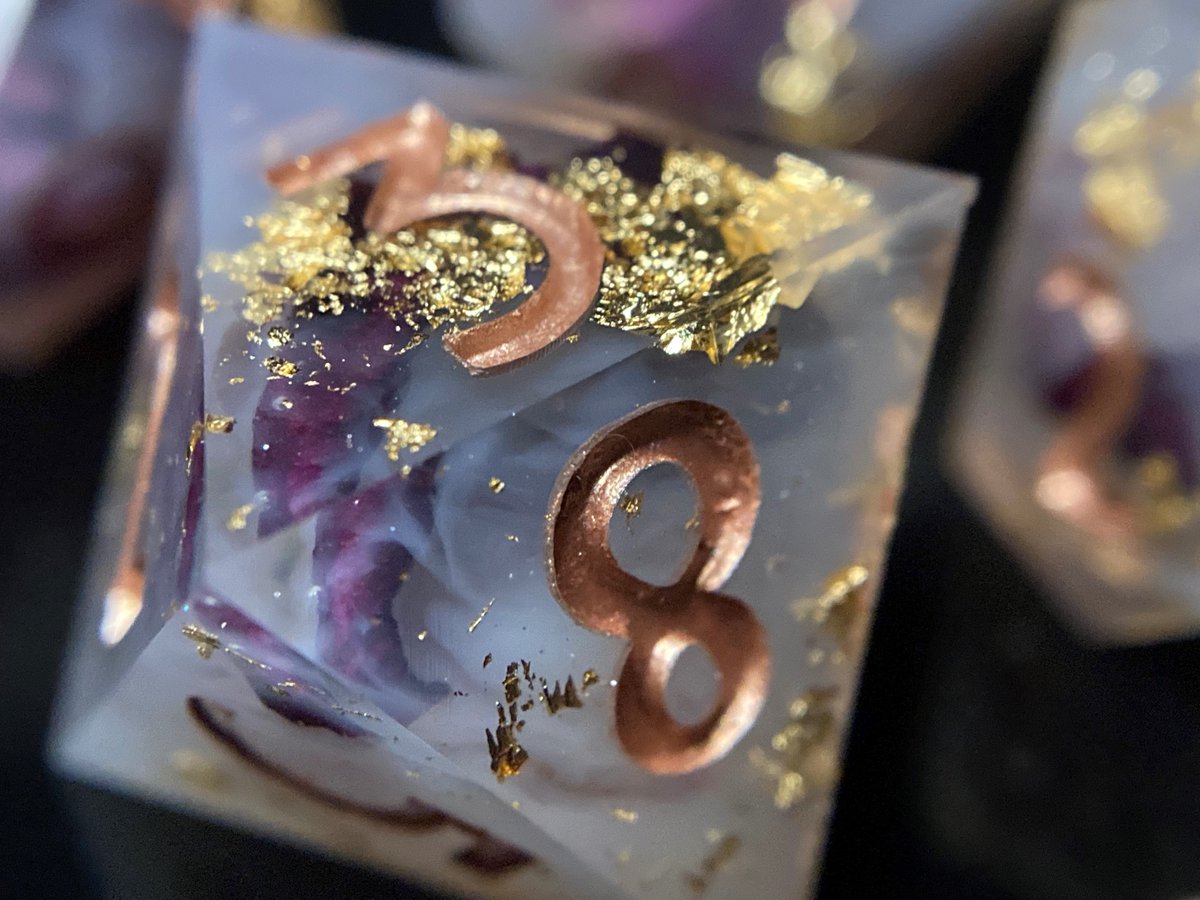 ShadeyDice's tweet photo. We have a few prototype &amp; limited edition dice sets left that are currently 40% off! Cleo, Cursed Depths, Mermaid Tears, &amp; The Locker are all on sale, so check 'em out before they're gone 💜
https://t.co/RlLcZ2c23h

#handmadedice #dice #diceset #ttrpg #criticalrole #DnD #dicesale https://t.co/ic6kP2MMq8