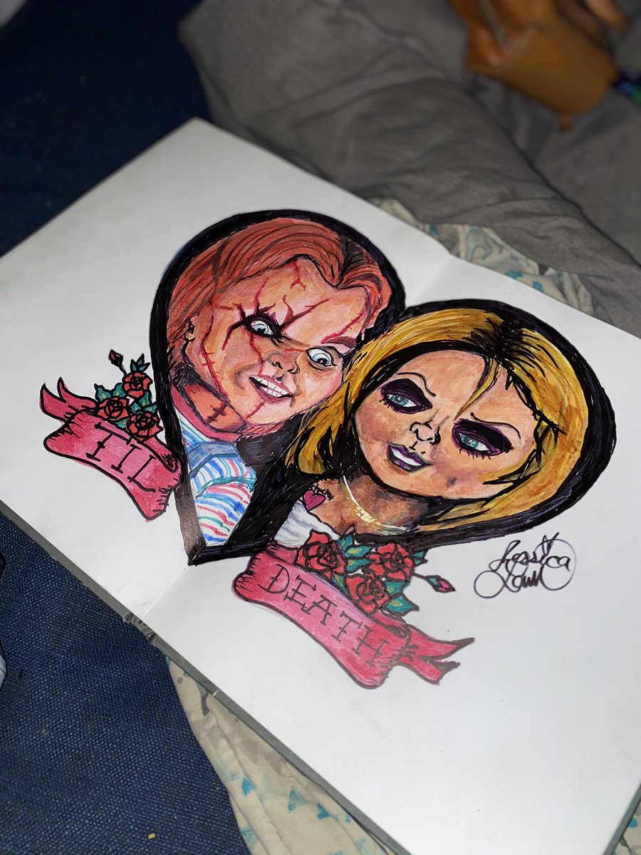 JessicaraeA's tweet photo. Barbie eat your heart out #arteza #markers #chucky #tiffany #BrideOfChucky #like #chuckyseries #CHUCKYTVSERIES #follow #art #drawing #artist https://t.co/WepG9rzLwo