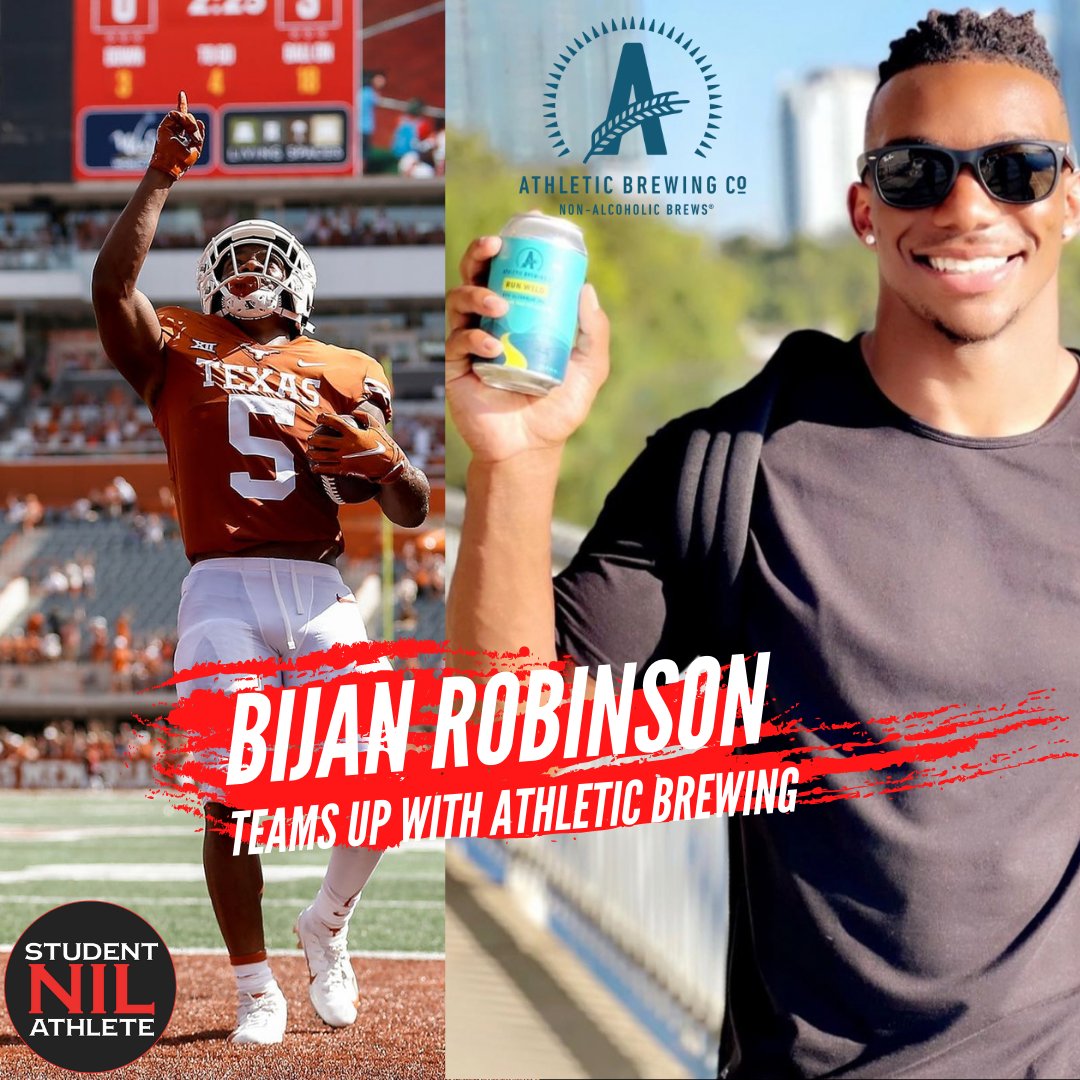 AthleteNIL's tweet photo. Some of the most elite college football players are representing non-alcoholic beer company @AthleticBrewing. 

These student-athletes include: @Bijan5Robinson, @thebgall, @CJ7STROUD, @D_Rench_, @eXjones6, @Kingathlete5, and @malikwillis. 

#NIL #BrewWithoutCompromise https://t.co/Hj4U2CEb0T