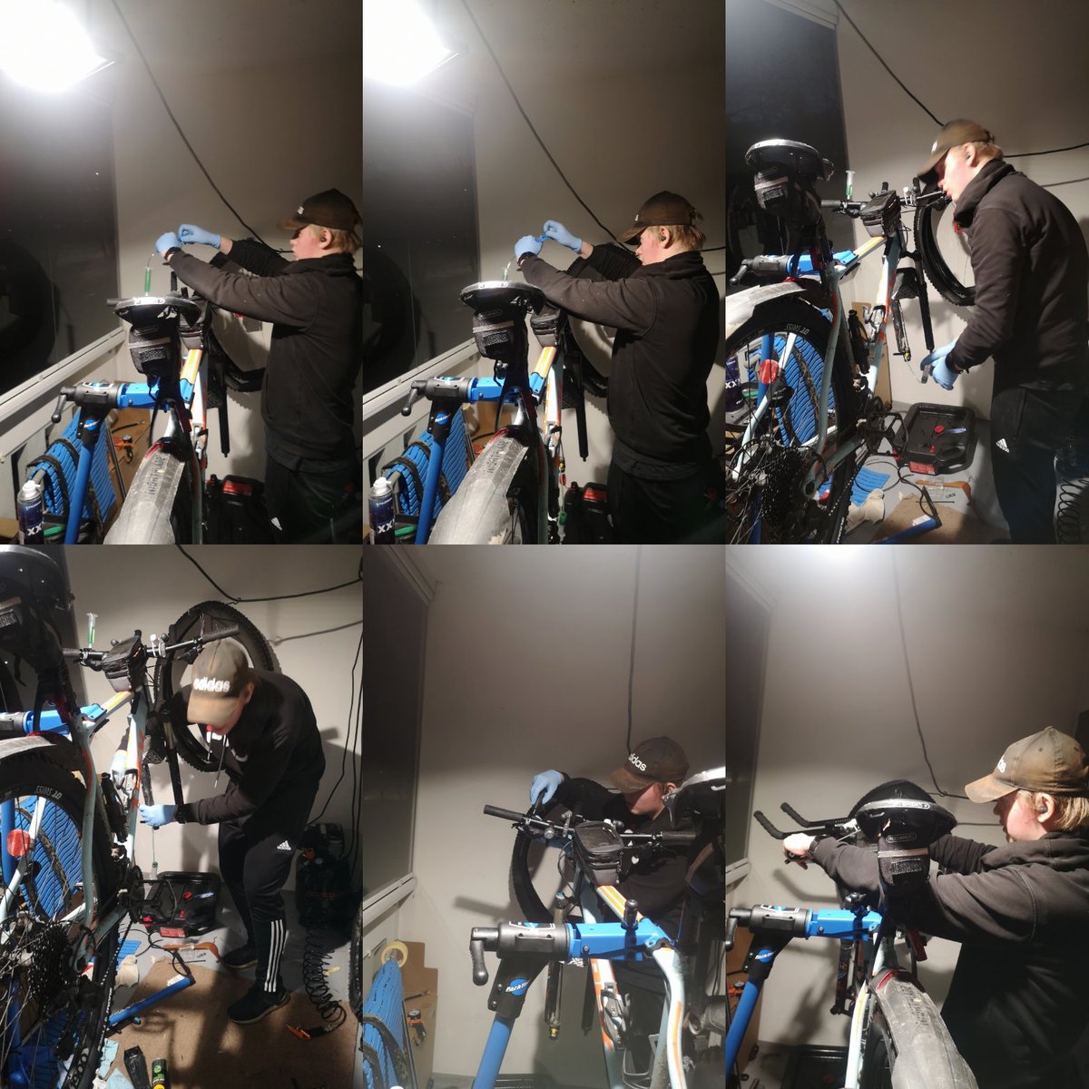JuhaTenhonen's tweet photo. Ku renkaan vaihos veny pimeeseen, ni #pyörätohtori tuumi, et sama ilmata siun jarrut samantien #pyörähommii #pyöräily #maastopyöräily #mountainbiking #mtb #mtblife. Tuumi homman jälkeen: kuha ei huomen tulis #otb, ku #Trek #superfly7 taas pysähtyy 🙈🤣 https://t.co/L8khPVUyJ1