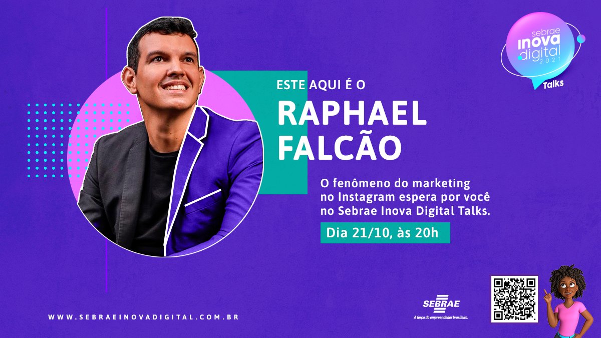 sebraenodf's tweet photo. O próximo convidado do #SebraeInovaDigital Talks é pioneiro na produção de conteúdo para o Instagram!
@raphafalcao_ tem 10 mil alunos em 30 países e já ajudou 70 mil empreendedores a ganharem destaque nas redes sociais.
Vai perder? Inscreva-se: https://t.co/mrD7BIcsIs https://t.co/3WUeUGO6ko